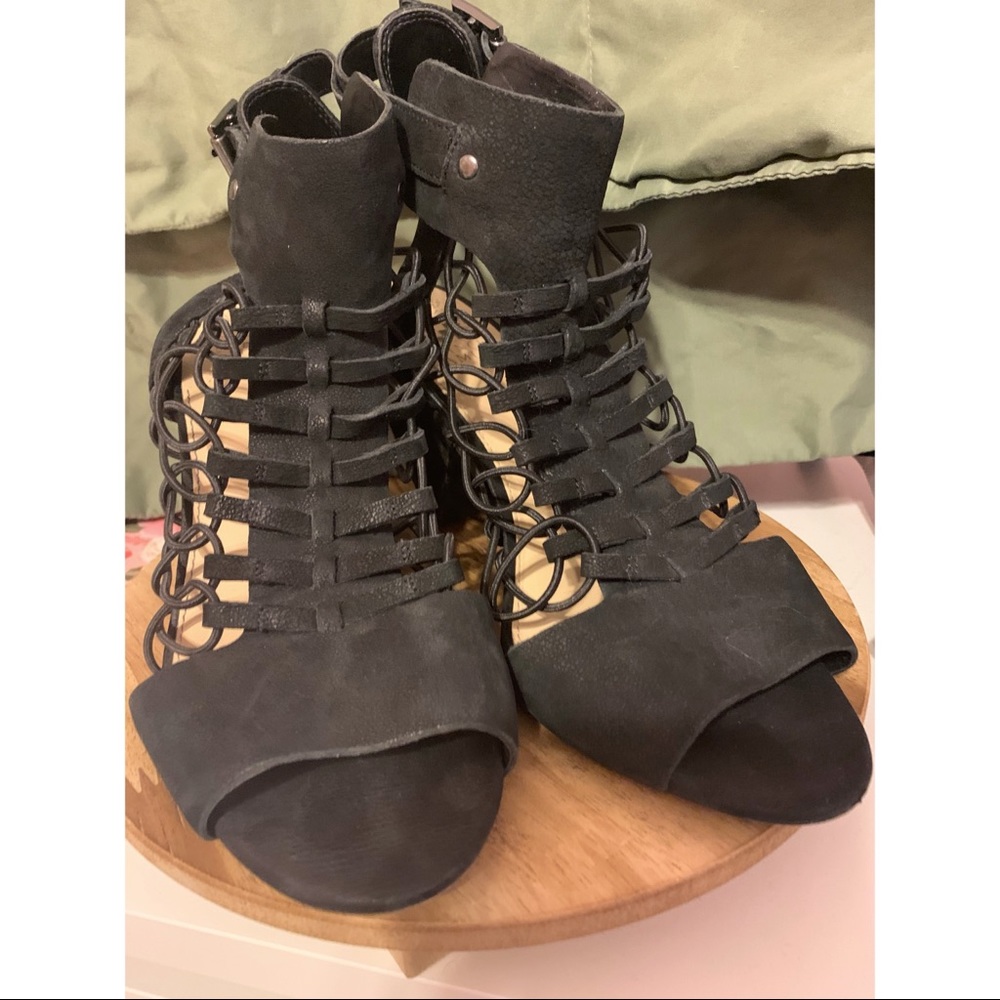 Black Vince Camuto Evel Caged Heels